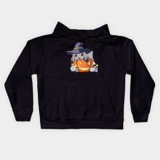 Grey Lop Bunny on a Pumpkin Kids Hoodie